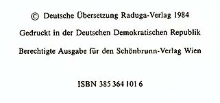 Das Geheimnis des verlassenen Schlosses - Wien, 1984 - Impressum